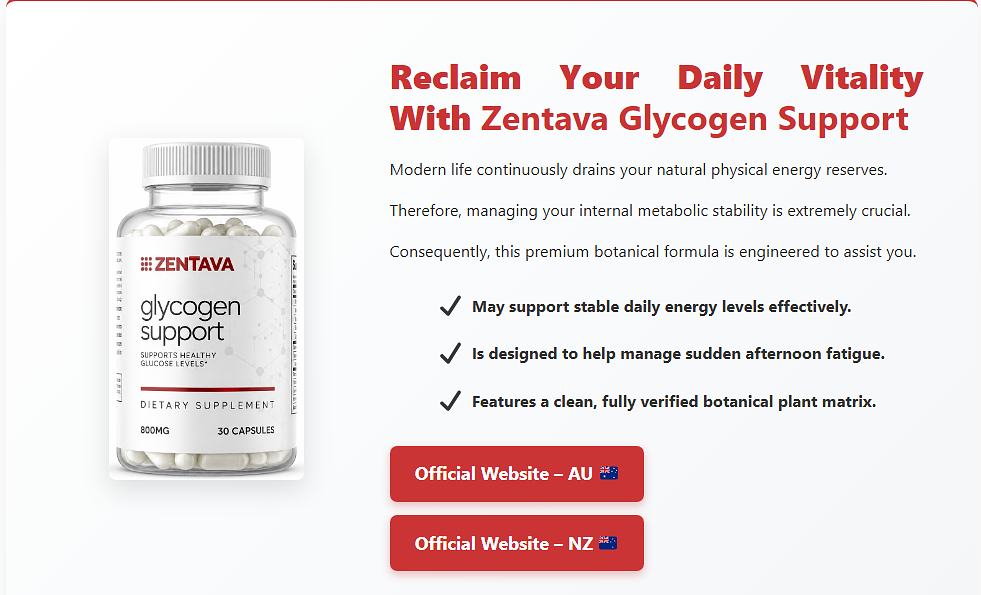 Zentava Glycogen Support capsules bottle for Australia and New Zealand